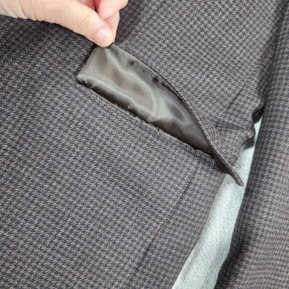 Chaps Sport Coat Mens 40R Brown Black Houndstooth Wool Preppy Blazer Jacket NWOT - Picture 6 of 13